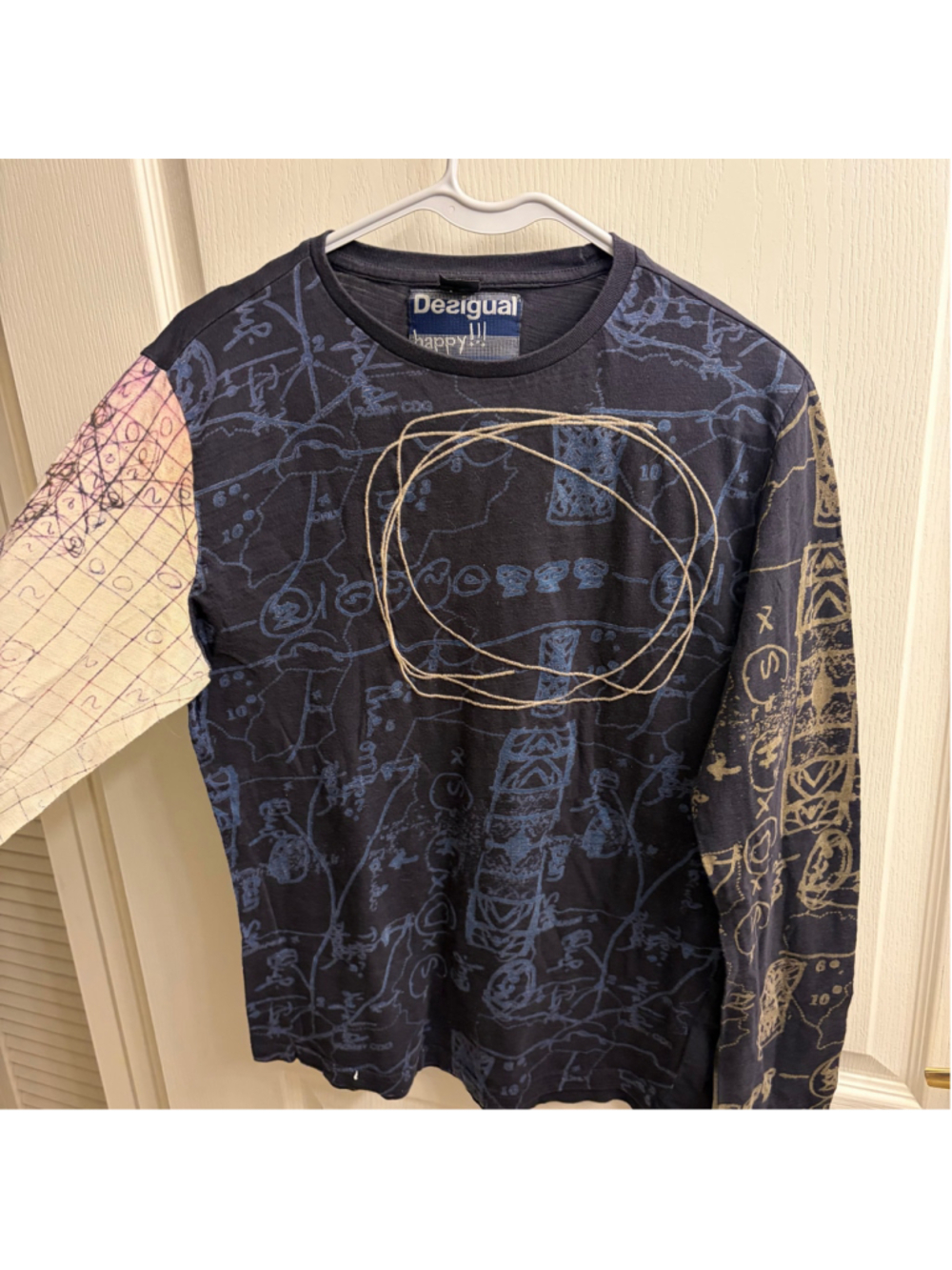 Desigual Vintage y2k long sleeve shirt mens size M tattoed